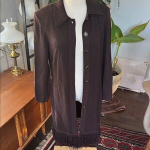 NWT St. John long Cardigan with Fringe!